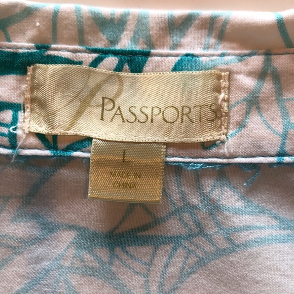 Passports Teal and White Blouse - Picture 5 of 6